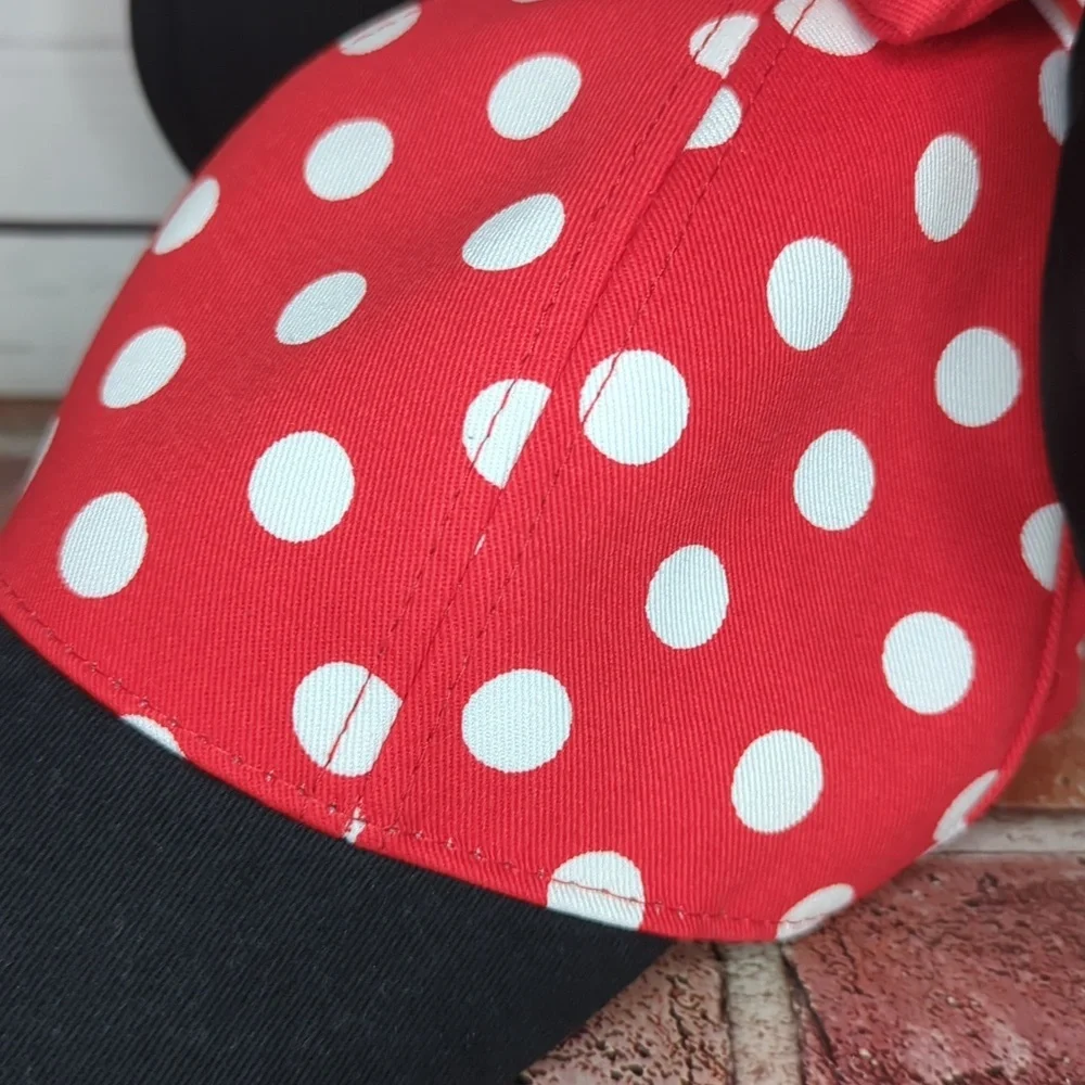 Walt‎ Disney World Minnie Mouse Ears and Bow Red Polka Dot Snapback Girls Cap